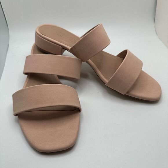 CUSHIONAIRE Women's two band low block heel slide sandal +Memory Foam 7.5 BLUSH - Picture 6 of 7